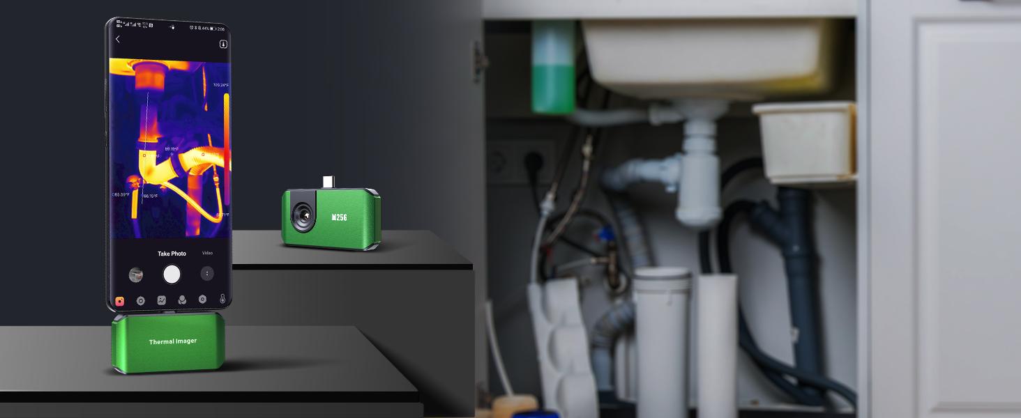 AMPBANK M256 Thermal Camera, 256x192 IR High Resolution Thermal Imaging Camera with 3D Analysis, 25Hz Refresh Rate, -4°F~842°F Temp Range AMPBANK M256 Thermal Camera, 256x192 IR High Resolution Thermal Imaging Camera with 3D Analysis, 25Hz Refresh Rate, -4°F~842°F Temp Range