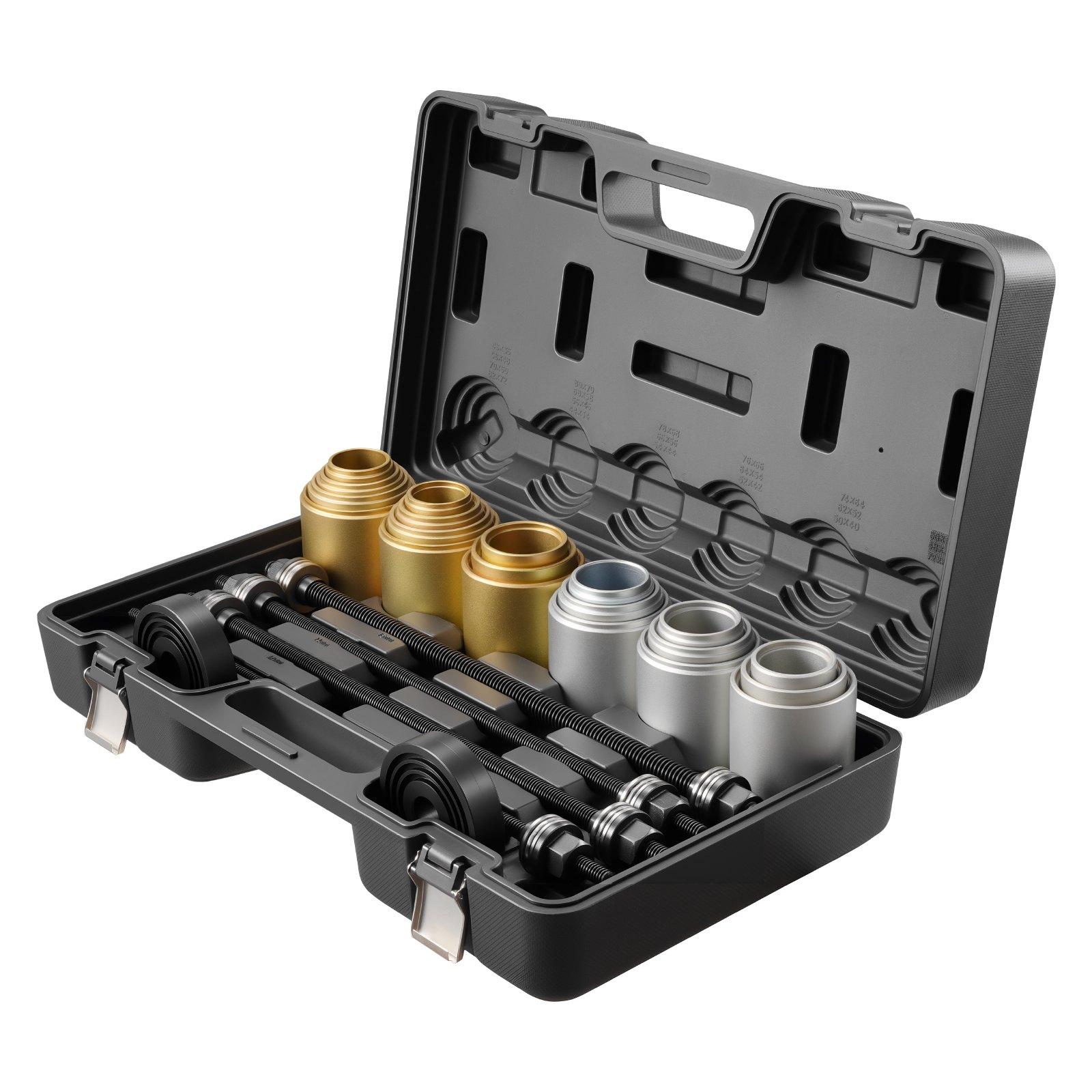 【Summerfinds】VEVOR Pull and Press Sleeve Kit, 26 PCS, Steel Bush Removal Insertion Sleeve Tools with Carrying Case, Compatible with LCV and HGV Engines, for Removing and Installing Bushings, Bearings, and Seals