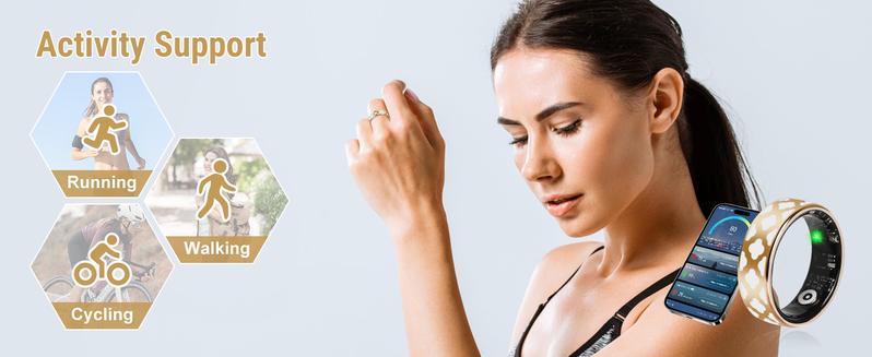 Smart Ring for Women & Man, Health Fitness Tracker,IP68 Waterproof Sleep Monitoring with Charging Case and Ring Protector,Remote Photography,Body Detection Finger Ring,No Subscription Fee for iPhone&Android,Wearable Devices