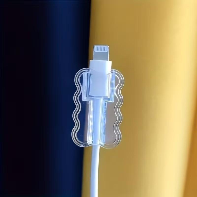 10-Pack High-Quality Flexible Tpu Wave Cable Protectors, Durable Cable Guards, Strong Protection for Phone Data Cables, No Battery Included