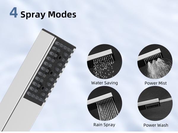 Hibbent Upgraded 13'' Shower Head Combo, High Pressure 5-spray Rainfall Showerhead, Stainless Steel 4 Modes Handheld Spray, All Metal 4-way Diverter Valve, Extension Arm, 71'' Hose and Holder, Chrome