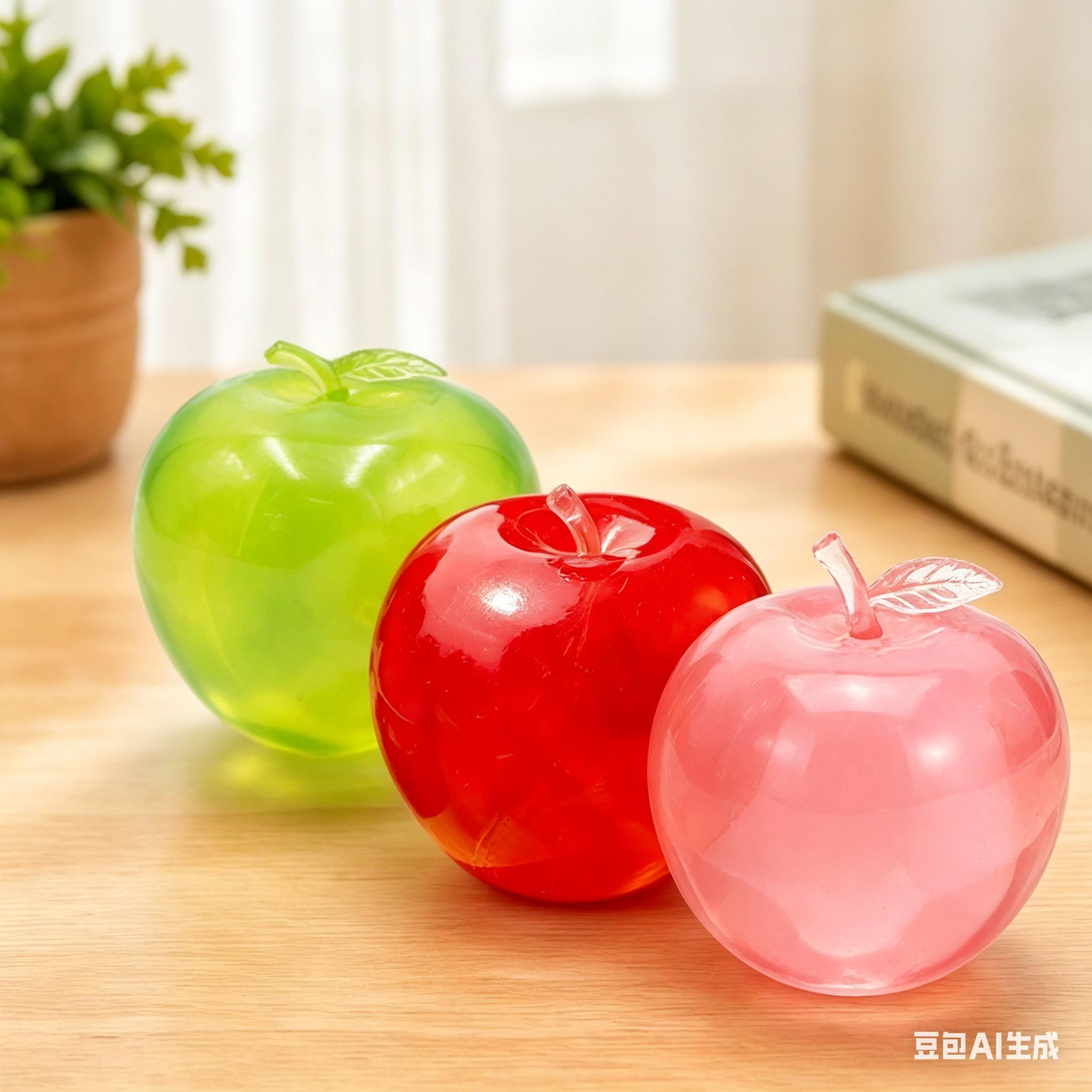 2-PieceSetGlittery AppleShaped Stress Balls Fidget Toys for Anxiety Relief & Stress Reduction  Portable Relaxation Gadgets EyeCatching Transparent Design  Slow-Rising Squeeze Balls EssentiaStress Relievers for the Office or School, Squishy Stress Balls