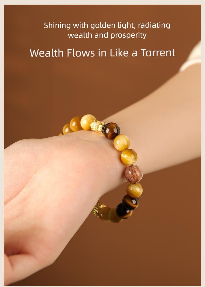 [Fortune Star Gathering] crystal bracelet, golden tiger eye tiger eye super seven, unisex, daily wear gift, natural stone gold accents, wealth prosperity good luck symbol