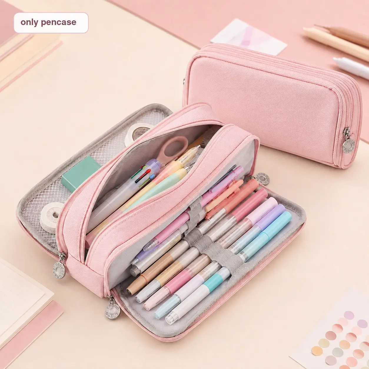 Large-Capacity Pencil Case, 3-Compartment Pouch, Pen Bag for College Students and Office Use, Office Stationery & Supplies for Men and Women