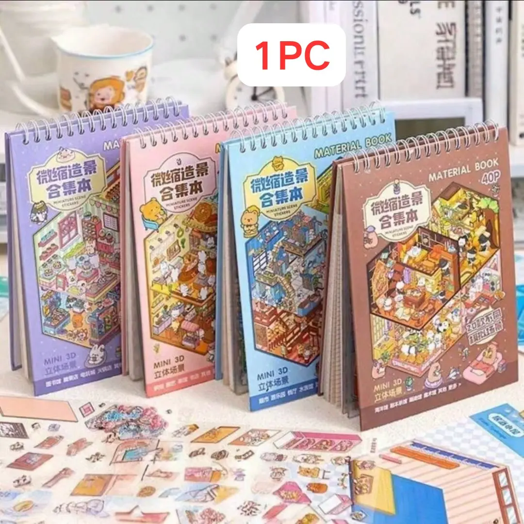 3D Mini Scene Sticker Book, Cute Colorful Stickers for Scrapbooking, DIY Craft Decor, Aesthetic Stickers, Ideal Gift for Girls, Toys & Hobbies