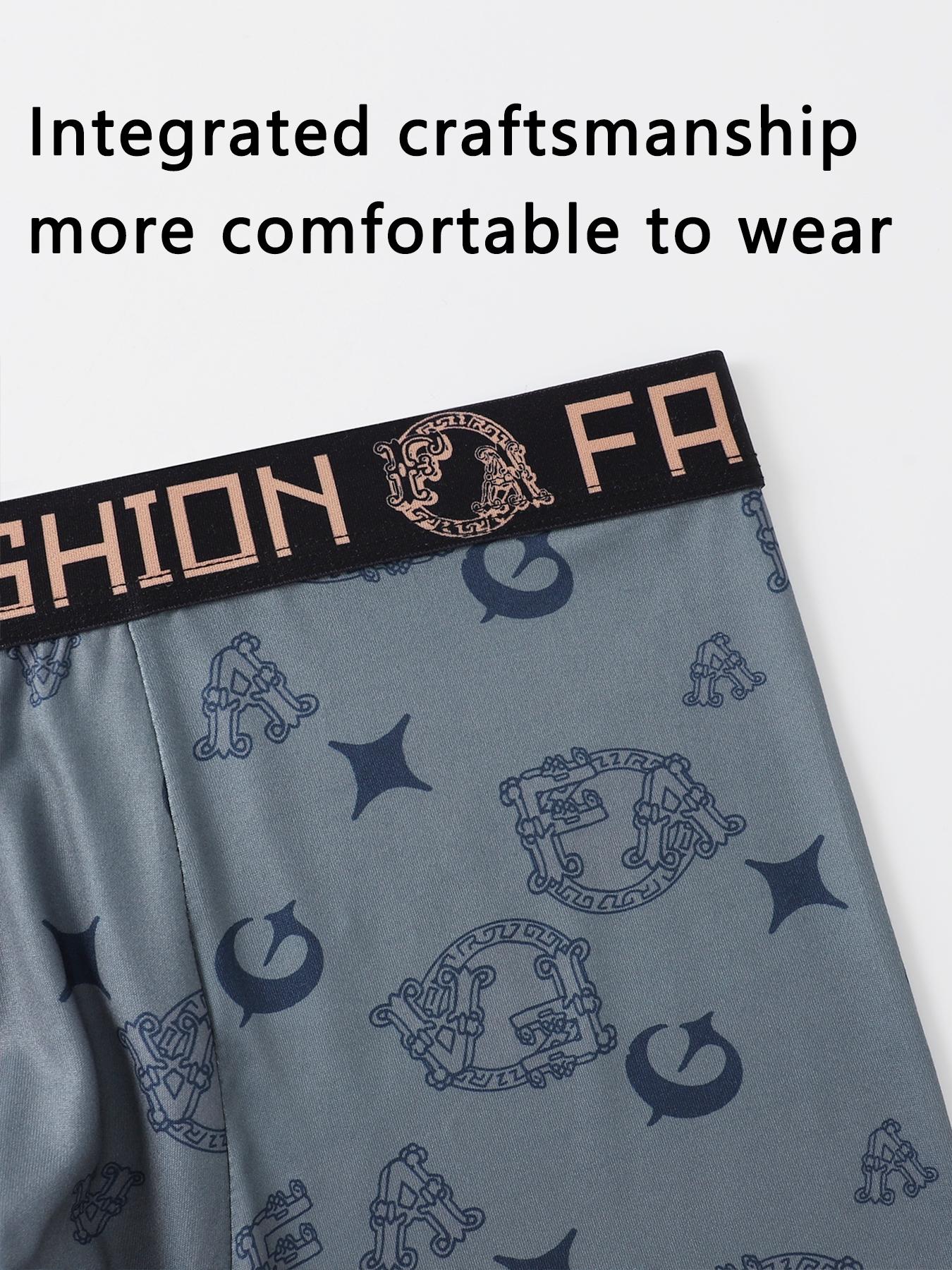 3Pcs Luxury Grid Men's Boxer Briefs | Gold Line Design Breathable Underwear | Stylish Stretch Boxers Shorts for Men