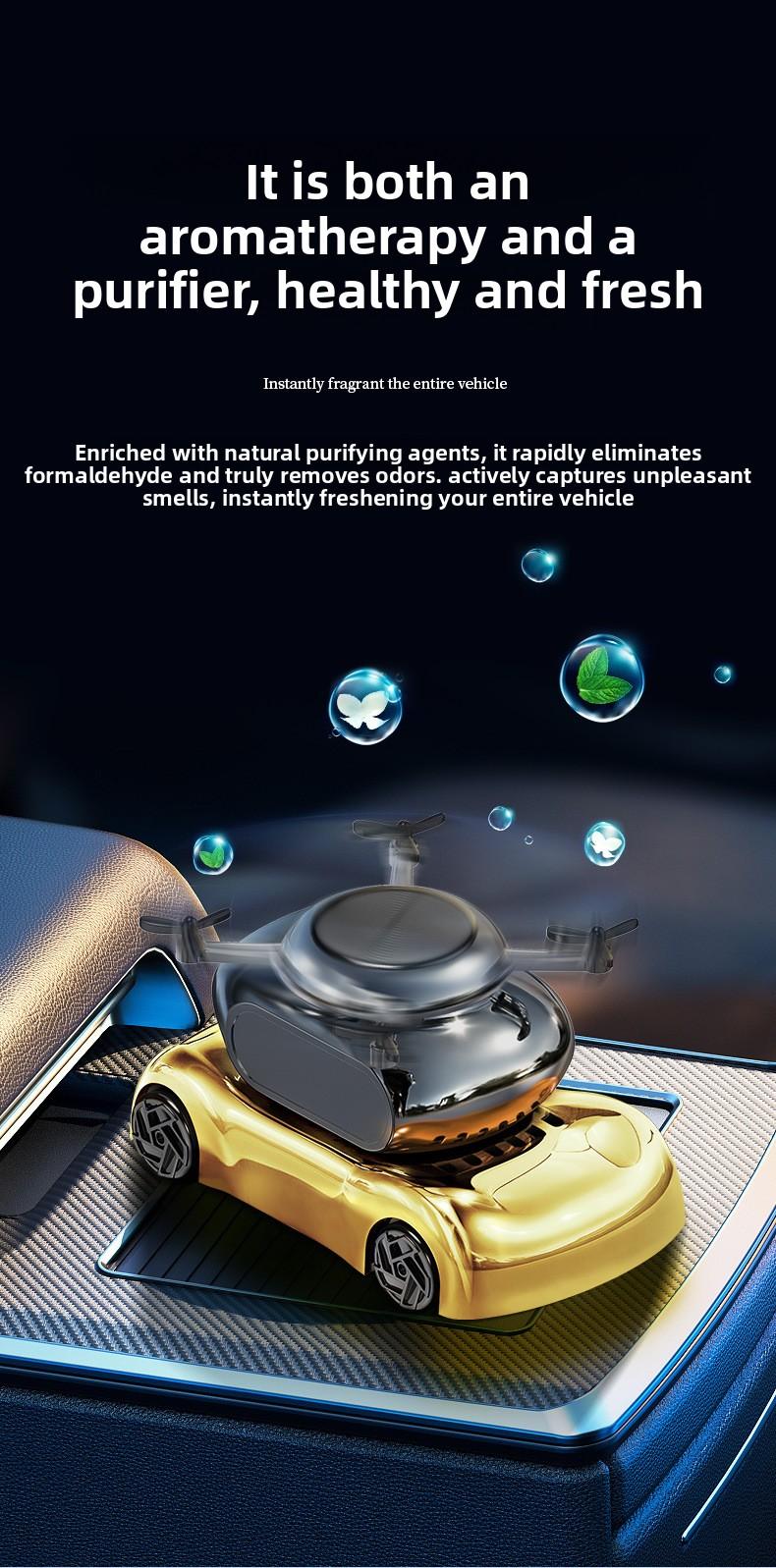 Floral Solar-Powered Vehicle Air Freshener - Blue-Ocean Golden-Osmanthus Fragrance Gels & Blocks Device, Quick-Refresh Home & Vehicle Interiors Accessory