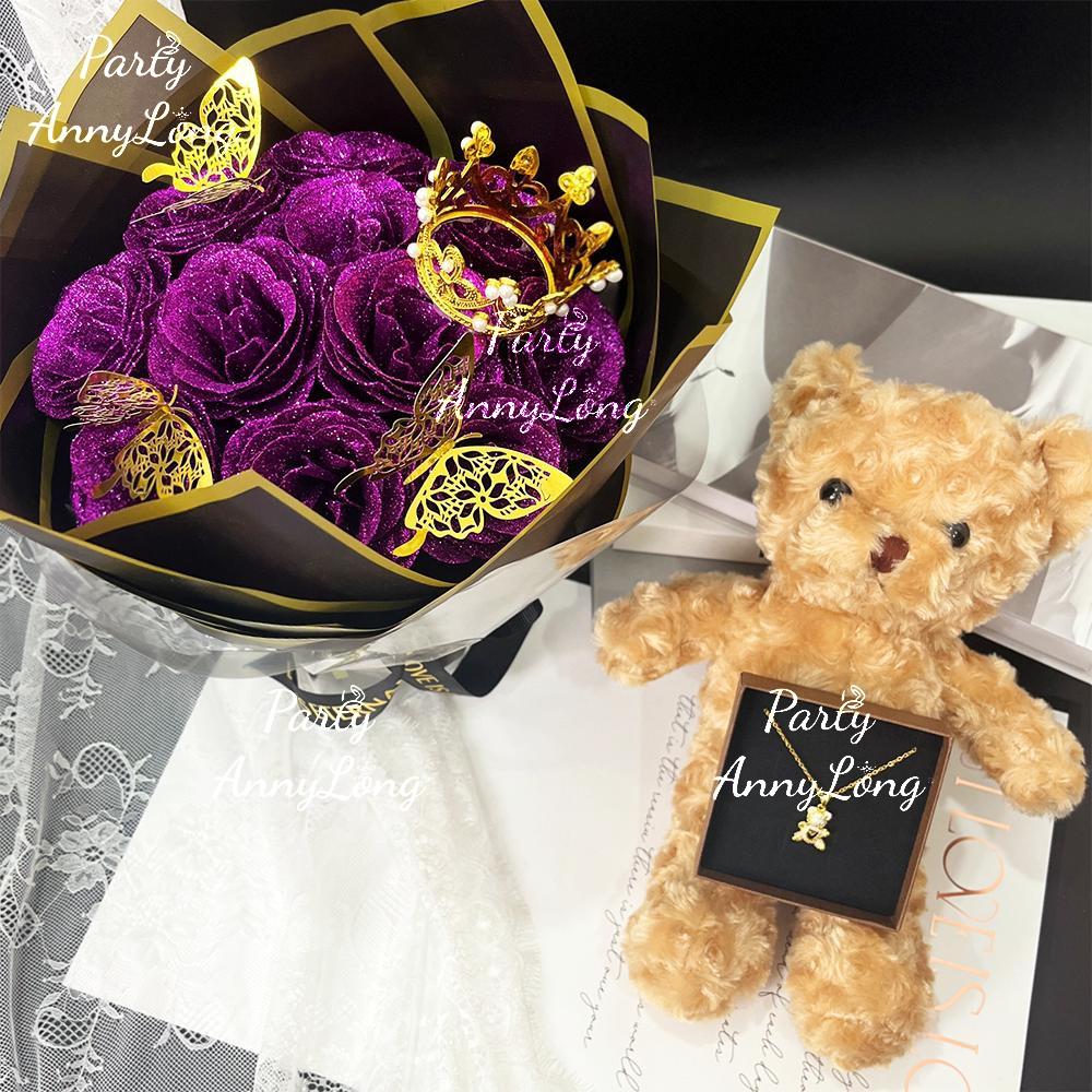 Glitter Rose Bouquet, 1 Count Eternal Artificial Rose Bouquet with No Assembly Required, Romantic Valentine's Day, Wedding, Anniversary and Engagement Gift, Glitter Rose Birthday and Christmas Gift, Artificial Roses Bouquet #TOP PICKS