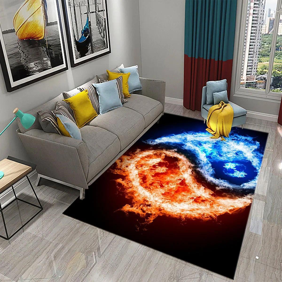 Yin Yang Tai Chi Ink Wash Flannel Area Rug - Traditional Chinese Philosophy Print Soft Mat for Living Room, Non-Slip Spiritual Home Decor#YinYangRug #TaiChiMat #InkWashDecor #ChinesePhilosophyCarpet #NonSlipFlannelRug