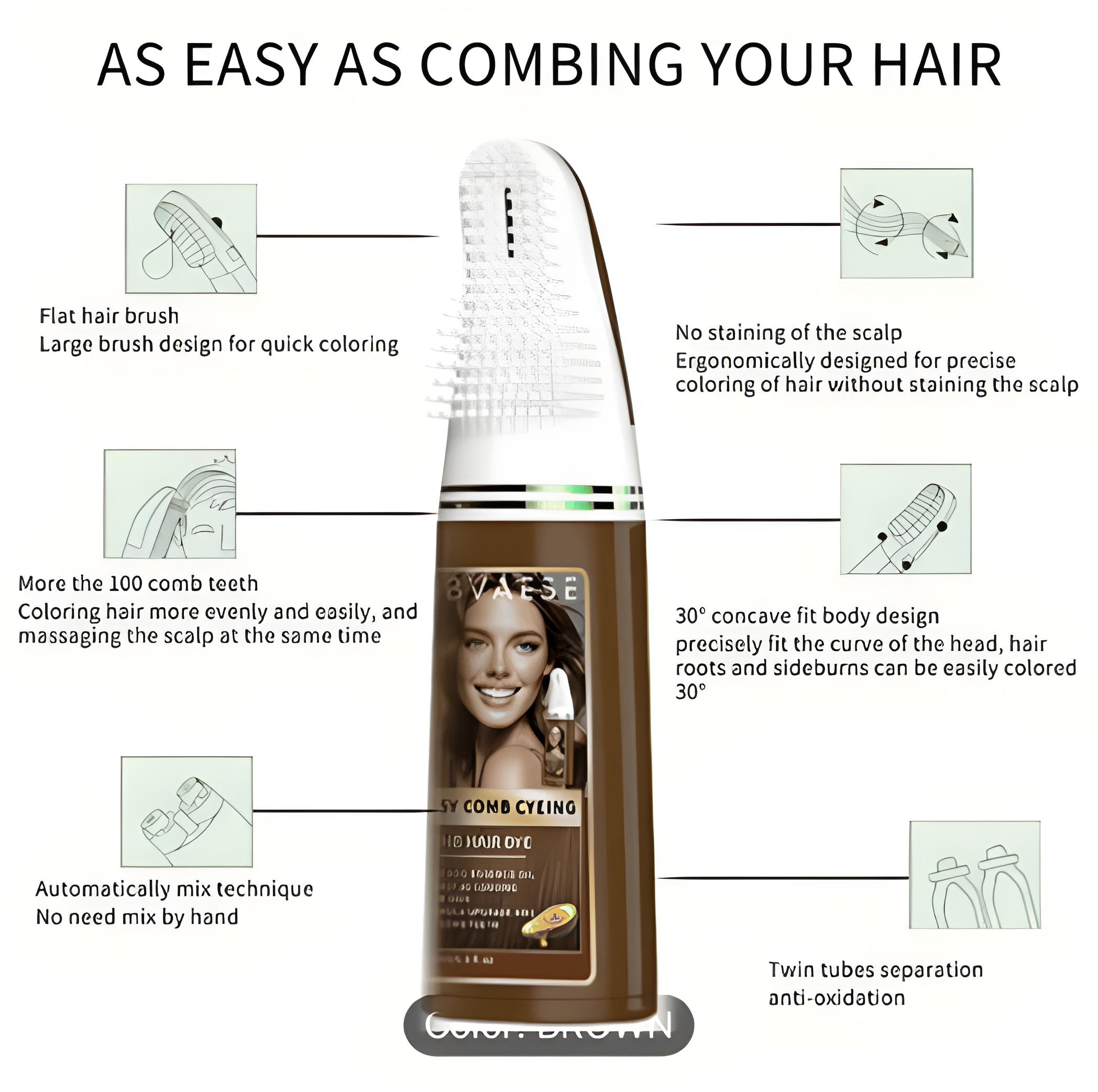 Hair dye comb disposable hair dye pen waterproof sweatproof easy to color portable fast replenishment color does not fall out