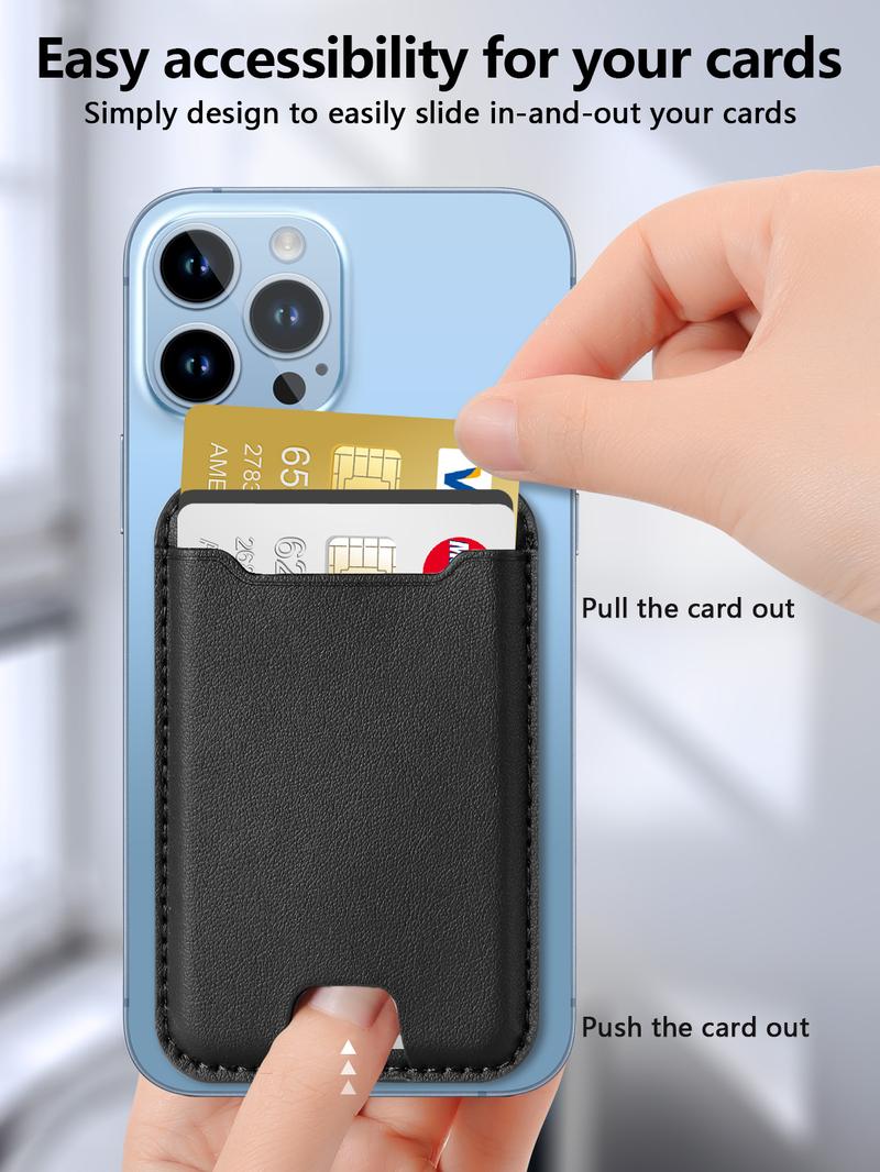 Magnetic Wallet Card Holder for IPhone Leather Magnetic Phone Wallet with Powerful Magnet, RFID Blocking, Fit 4 Cards TikTokShopBacktoSchool Electronic Gadgets Camera Cellphone Smartphone Portable Durability  White【Christmas】