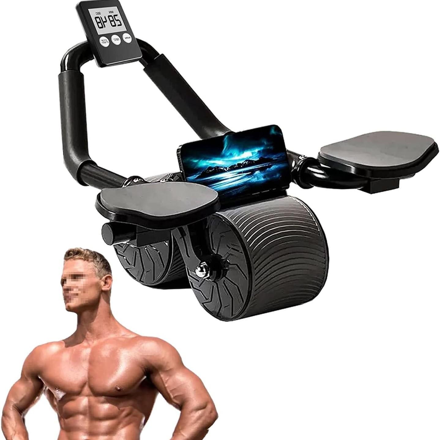 Ab Roller With Knee Pad, Automatic Rebound Abdominal Training Tools With Timer, Abdominal Exercise Equipment For Home Gym, Abdominal Fitness Wheel