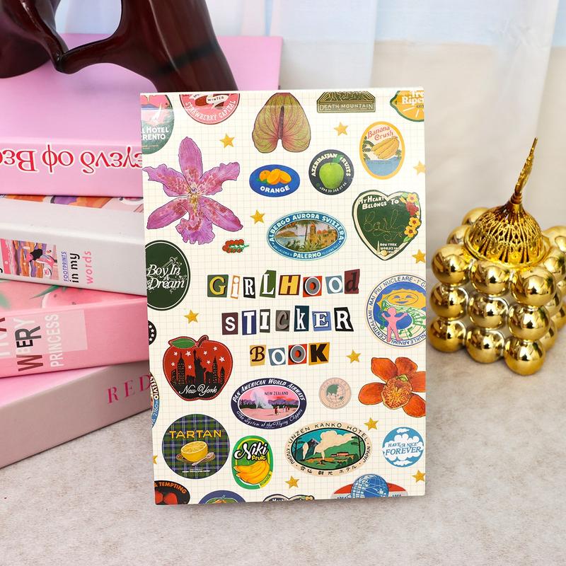 Cute Vintage-Style Girlhood Sticker Book, Sticker Notepad for Stamp Collectors, Gift for Friends and Family