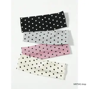4PC Polka Dot Headbands for Women Multi Pack Wide Elastic Hair Bands Retro Turban Headwrap Non Slip Sweatband for Thick Hair Yoga Sports