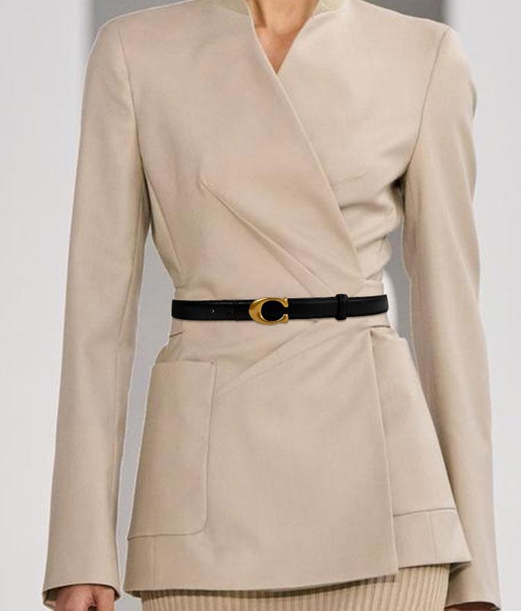 Women's C-Type Buckle Belt, Classic, Adjustable Waistband for Jeans and Formal Pants, Essential Wardrobe Item