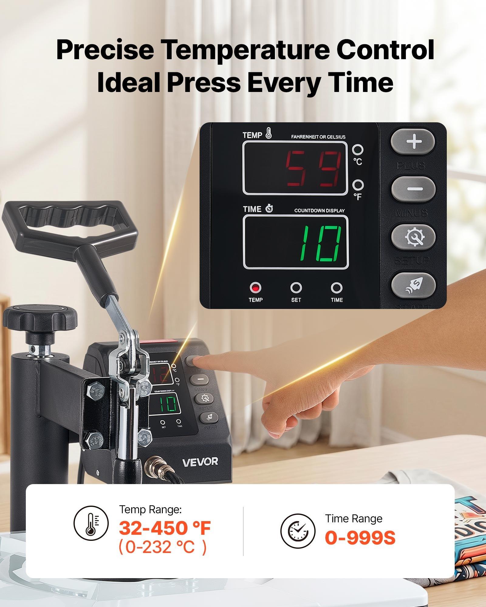 【DealsForYouDays】VEVOR 12x15 in 5-in-1 Heat Press Kit, Fast-Heating Sublimation Press Machine with Digital Control, Even Heating, Precise Time-Temp Settings for T-Shirts, Mugs, Caps