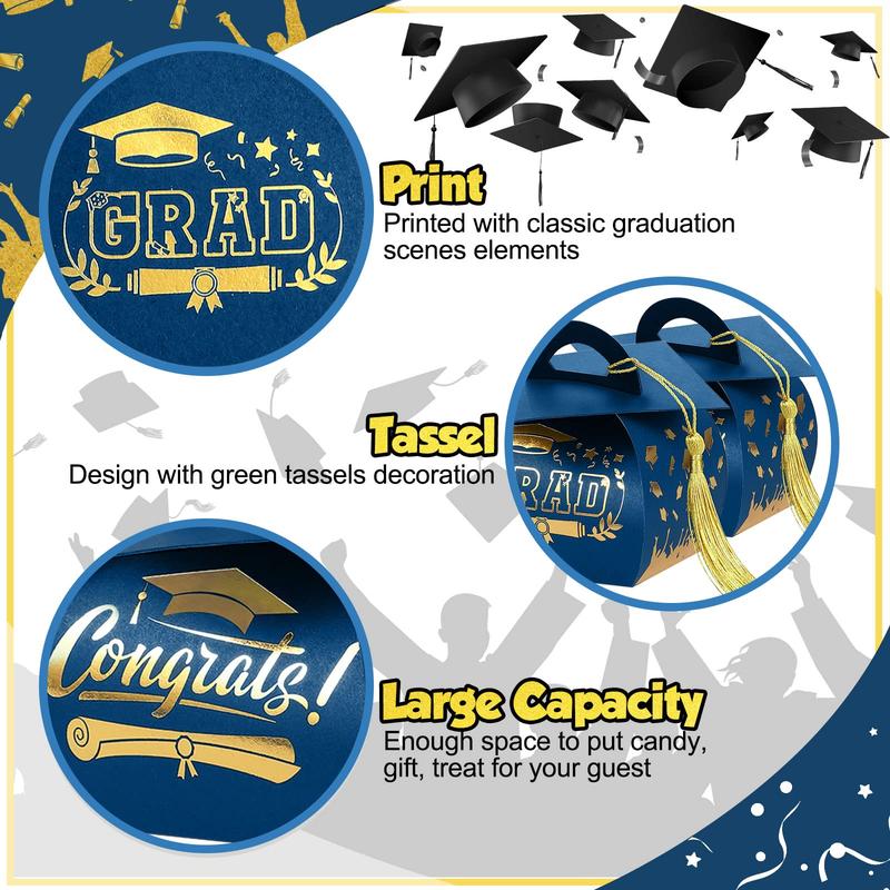 30 Pcs Graduation Cap Gift Boxes Graduation Party Favors Graduation Gifts Class of 2025 Candy Box with Tassel Table Centerpieces Graduation Decoration Treat Candy Boxes for Grad Party Supplies