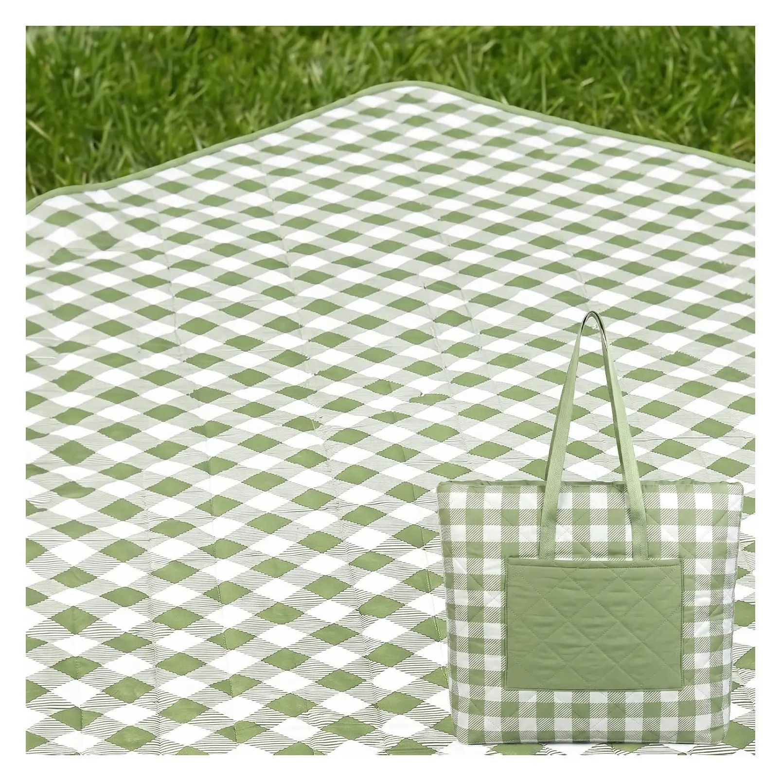 2-in-1 Waterproof Picnic Blanket & Tote Bag – Extra Large 80"x80" for 6-8 Adults | Folds into Tote in Seconds | Large Capacity Outdoor Picnic Camping Mat for Park Beach TravelGift
