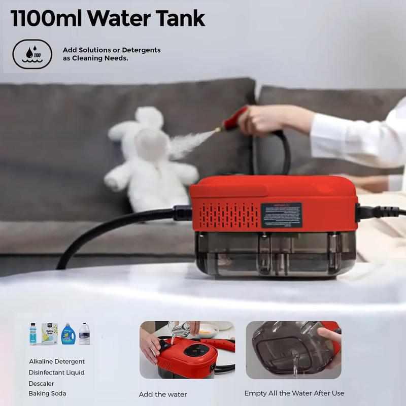 Portable Handheld Steam Cleaner, Large Capacity 10-second Rapid Heating Steam Machine, Equipped with 8 Accessories, Suitable for Home, Car, Kitchen