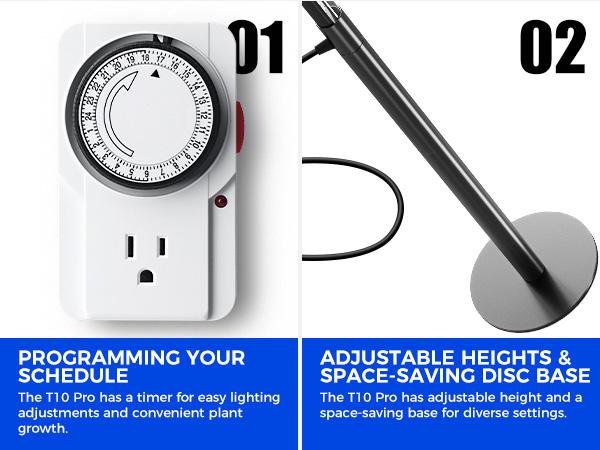 Barrina T10 Pro Standing Grow Light with Timer, 42W, 5000K, Full Spectrum, Wide Coverage, 4FT to 5.6FT Height with Foot Switch