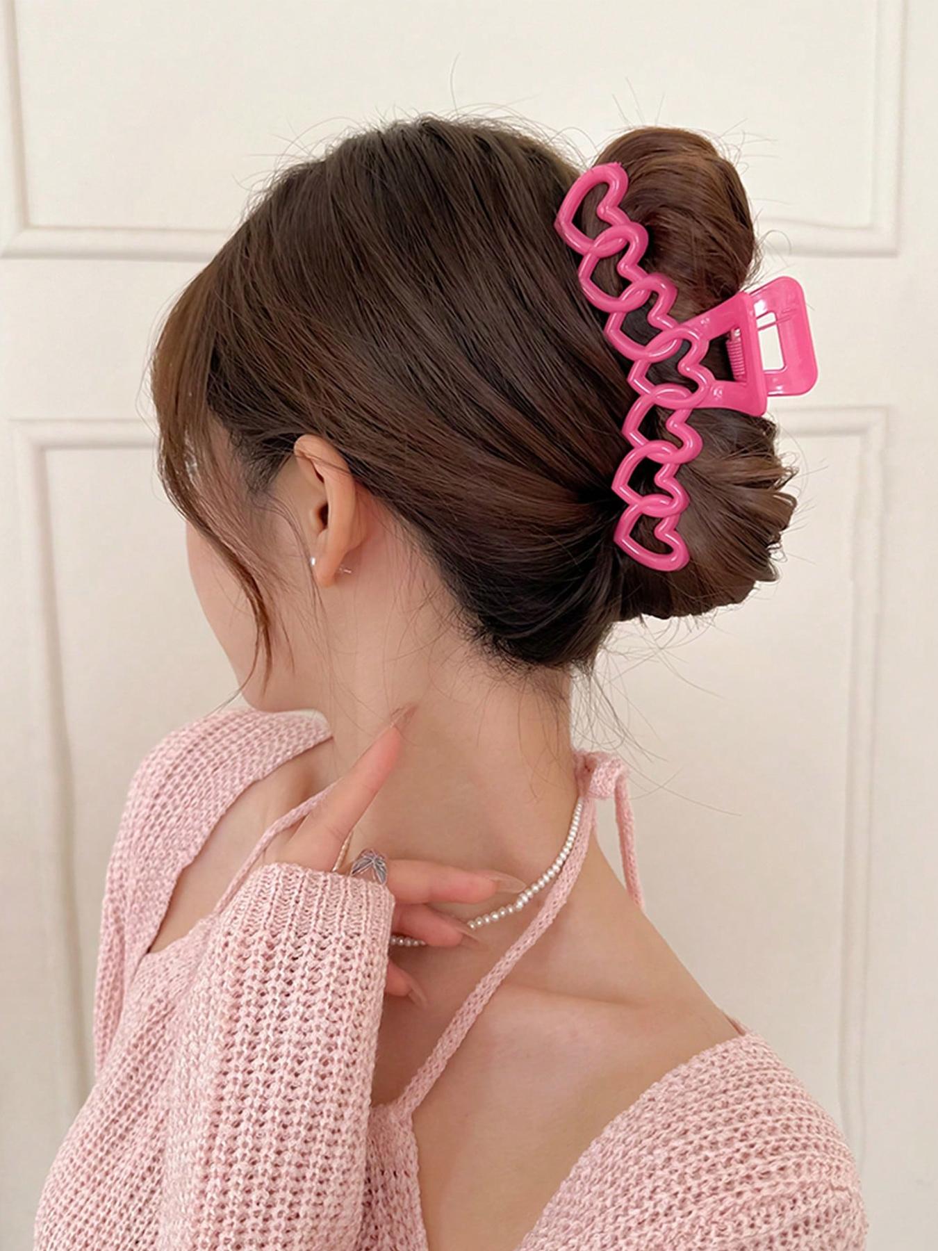 Heart Shaped Hair Claws, Elegant Hollow Out Design Hair Claws, Heart Themed Hair Claws, Fashion Hair Accessories for Women & Girl, Claw Clip