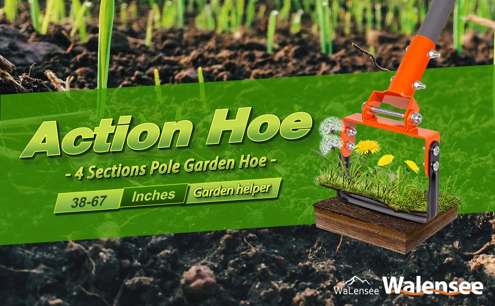 Walensee Garden Hoe for Weeding Action Hoe and Stirrup Hoe for Flower Bed, Adjustable Hula-Hoe, Scuffle Loop Hoe for Gardening Weeder Cultivator