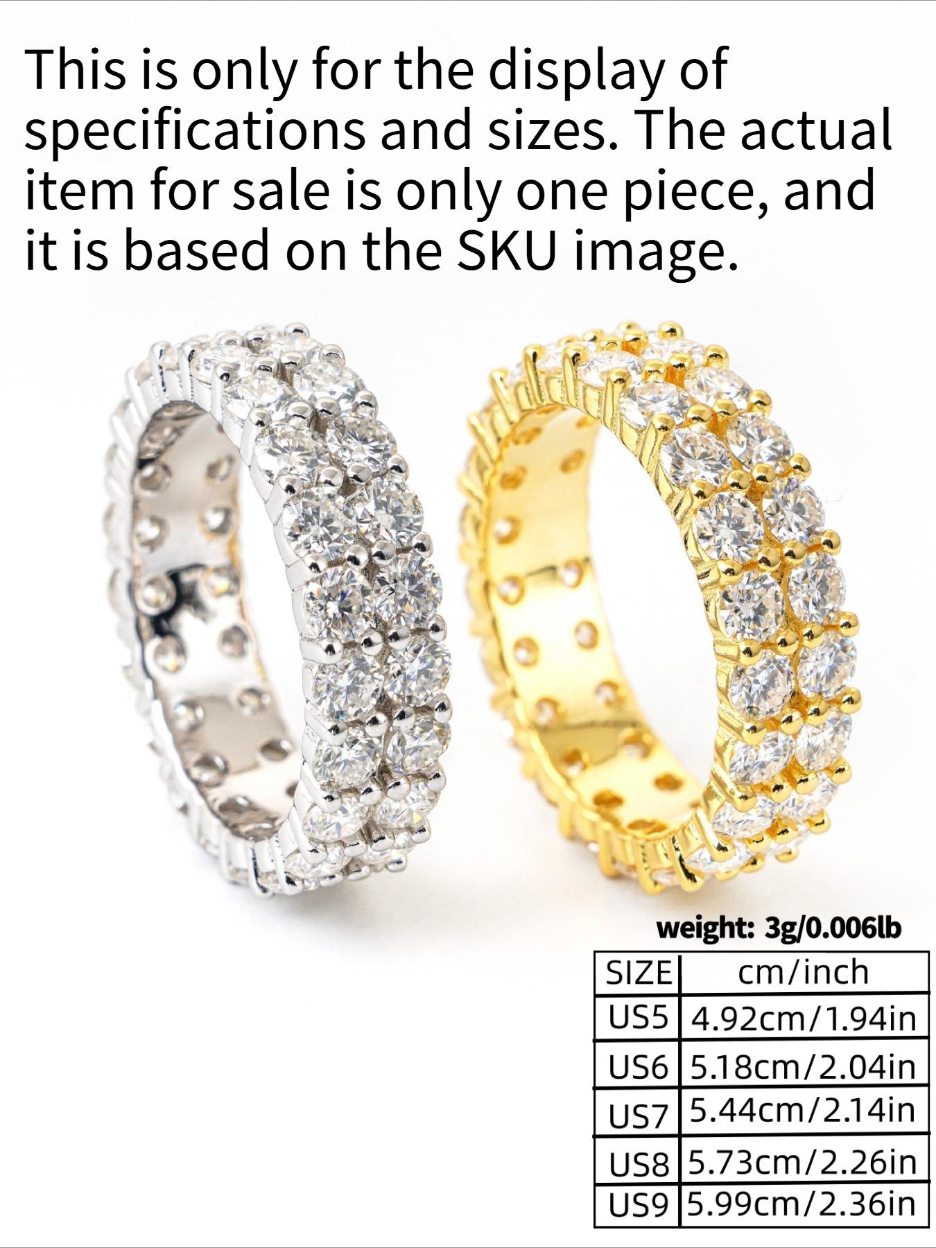 Father's Day Mother's Day ring gift, fashionable and personalized light luxury double-row full-set chilled full diamond ring super flash ring