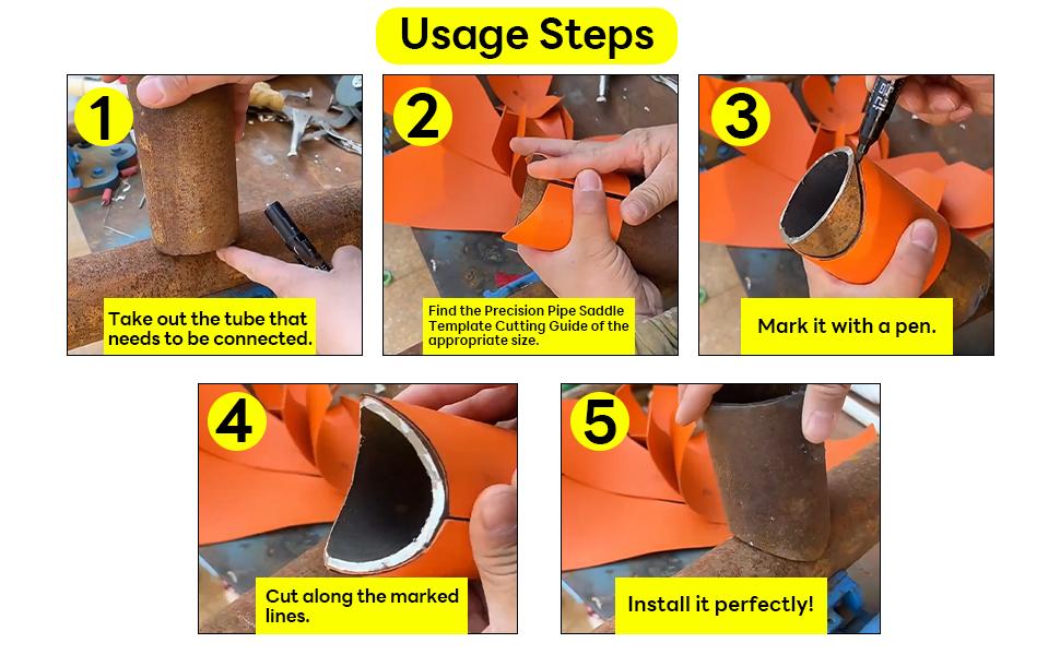 Hardware tools 10 sizes Precision Pipe Saddle Template Cutting Guide - Plumbing Pipe Saddle Template Kit for Welding and Installation, Accurate Arc Edge Contour Cut Guides, Fits Multiple Pipe Sizes & Materials