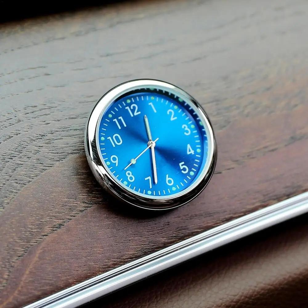 Small Shiny Analog Car Dashboard Clock, Replacement Quartz Automotive Watch, Stick-On Design, Perfect for Car Interiors