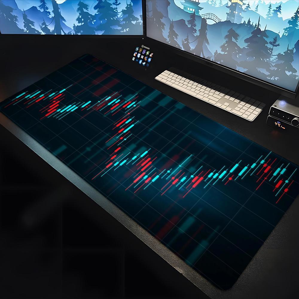 Stock Market Candle Chart Kawaii  Mouse Pad large keyboard mouse desk pad non-slip rubber gaming mouse pad laptop carpet 600x300