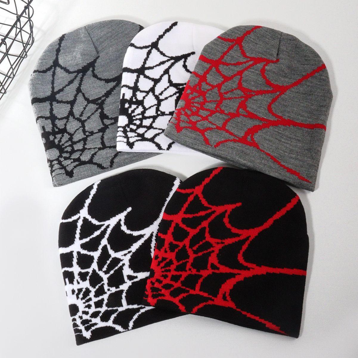 2026 New Spider Web Y2K Jacquard Knitted Beanie, European-American Trend Winter Hat, Sports & Outdoor Accessories for Women, Beanies