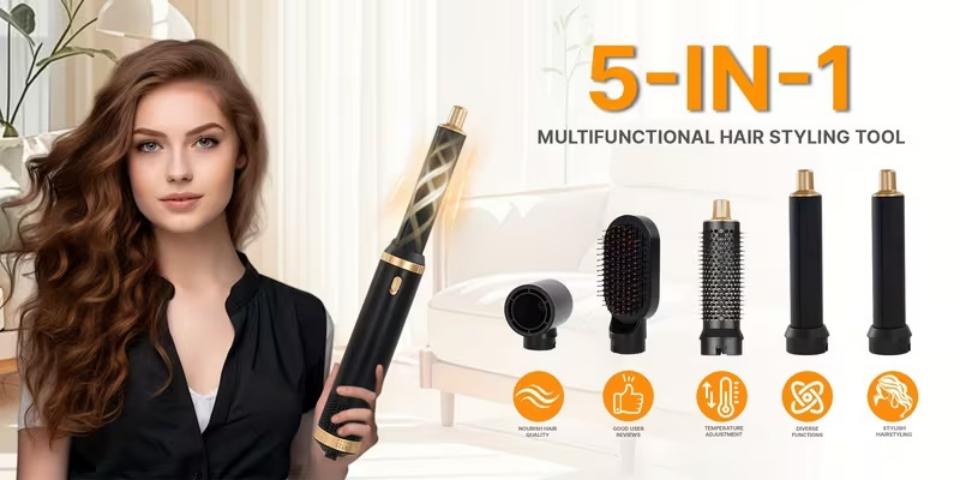 Multifunctional 5-In-1 Hair Styler, Automatic Curl/straight System, Smooth Shine, Quick Dry, Ceramic Coating, Salon Professional Blow Dryer