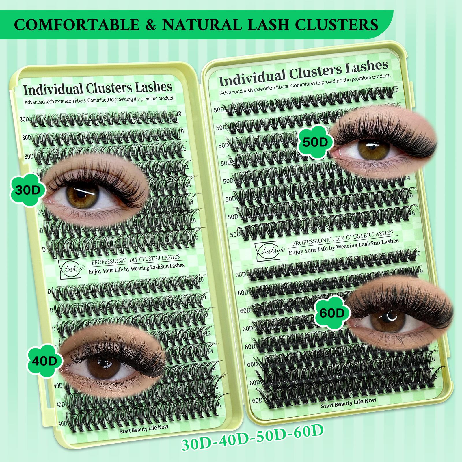 1480PCS/650PCS/640PCS Lash Clusters Kit D Curl 9 Styles Bottom/Spikes/Natural/Anime Lashes Kit with Bond&Seal Lash Remover Brush Lash Applicator Headband Wristband set, Individual Eyelash Kit, DIY Eyelash Kit, Lash Extensions Kit, For Beginners&Proficient