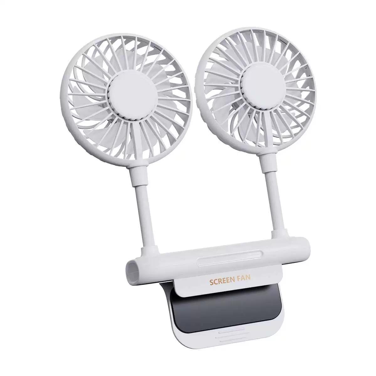 Desktop fan, monitor fan clip with 2 fan heads,3gear wind speed, office desk fan, USB powered cooling fan, quiet breeze, portable fan that does not take up space, suitable for laptops, games, homes, conferences, desktop computers