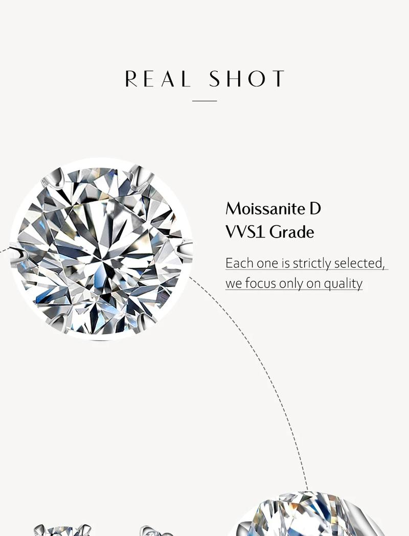 6 prong Synthetic Moissanite Stud Earrings 0.5Ct~3Ct D Color  VVS1 for Women Solitaire Fine Jewelry E009 sixclaw moissanite