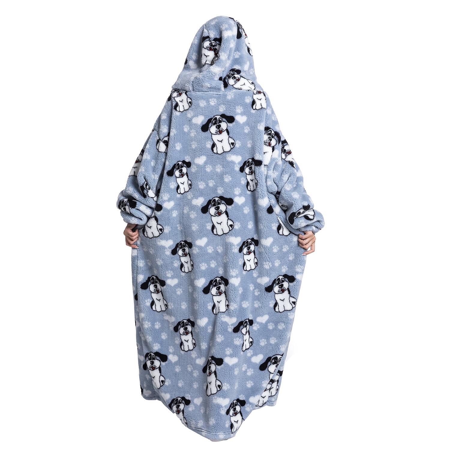 Msrlassn Cute Cartoon Pattern Valentine's Day Hooded Blanket as Birthday Gifts for Mom Women Girlfriend Men, Oversized Wearable Hooded Sweatshirt Pullover, Large Warm and Cozy Loungewear Womenswear Large Pocket Pajamas