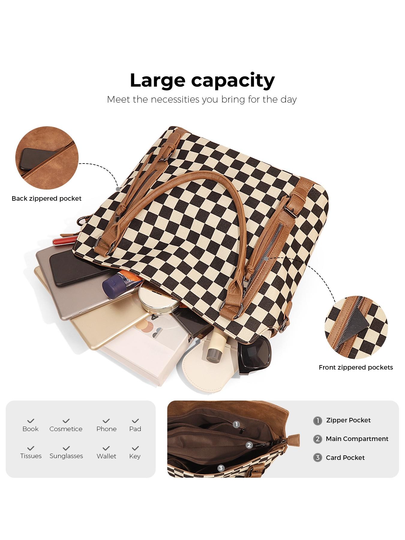 Plaid Retro Handbag Large Capacity Bag Set Fashion Crossbody Commuter Shoulder Bag, Stylish and Versatile Design,Christmas Gift,25 fall&winter