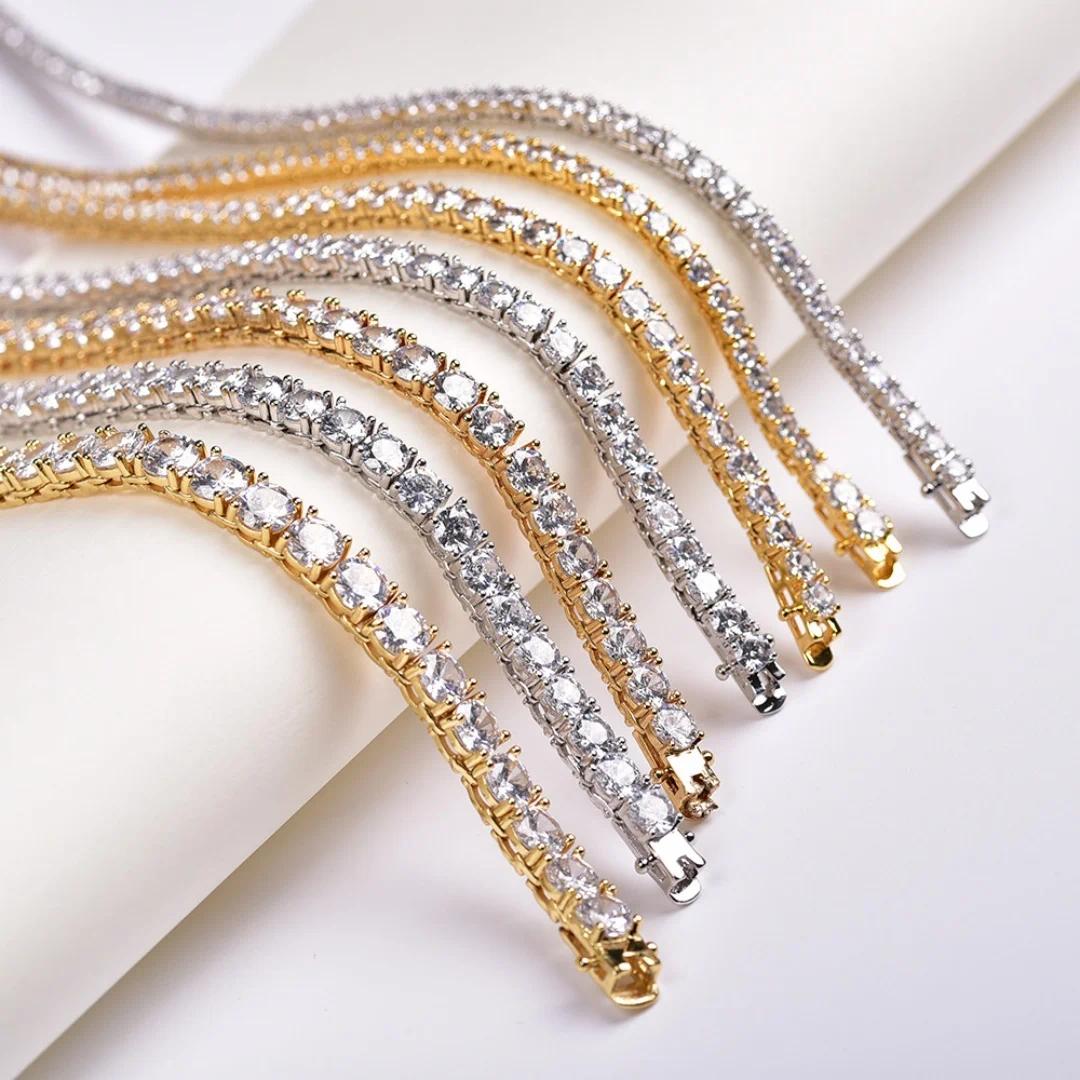 D VVS1 Moissanite Tennis Bracelet 100% 925 Sterling Silver 2-6mm Classics with GRA Bracelets for Women Man Wedding Jewelry Gifts