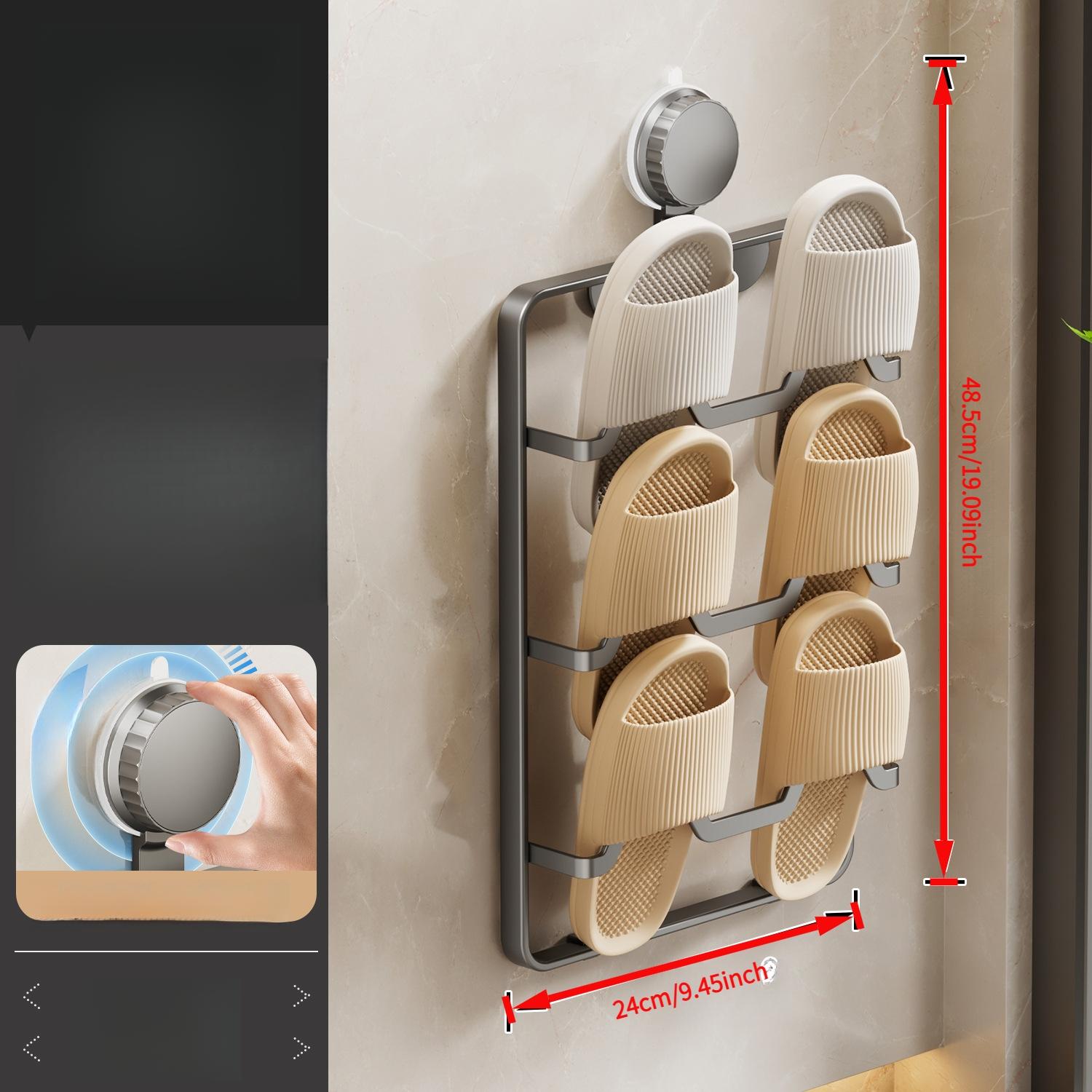 1 suction cup slipper rack, punch-free multi-layer slipper storage rack for bathrooms and toilets, wall-mounted draining rack for toilets, suitable for storing slippers and shoes in bathrooms and living rooms