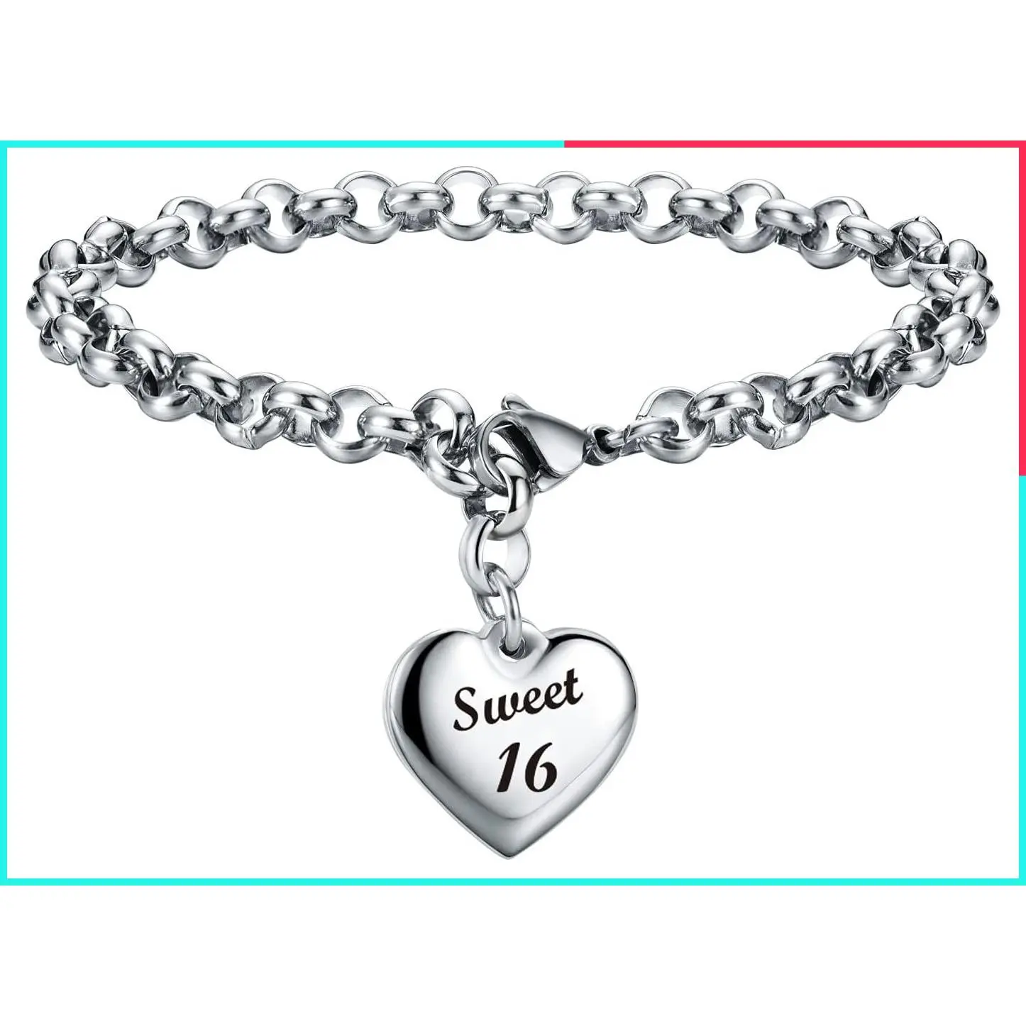 Heart Charm Birthday Bracelet - Happy Birthday Gift for Women Teen Girls 11th 12th 13th 14th 15th 16th 17th 18th 19th 20th 21st 25th 30th Birthday