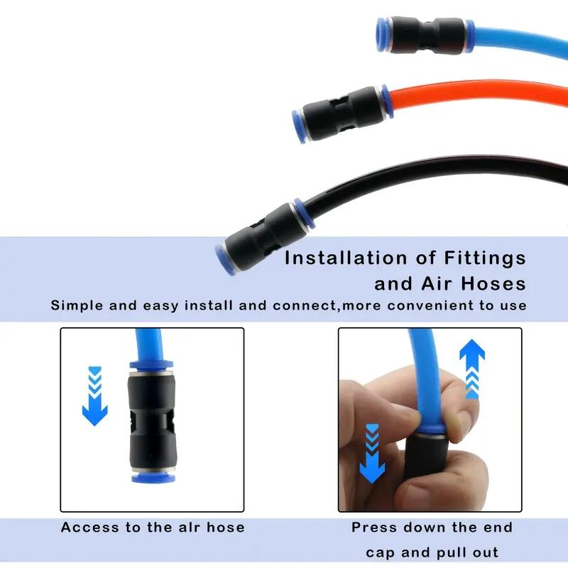 53-Piece Quick-Connect Fitting Set, Air Hose Fittings, Air Hose Connectors for 4mm/6mm/8mm Hoses, Efficient Coupling Solutions, Durable & Secure Fit