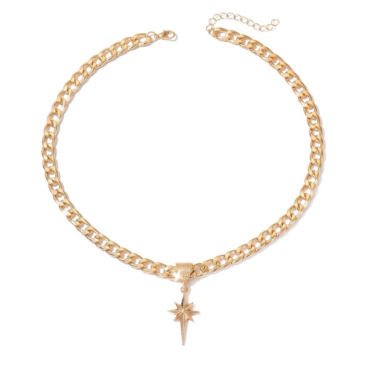 Hip-hop punk style star-shaped pendant necklace made of stainless steel, featuring unique stars. A niche trend piece that can be easily paired with various outfits.