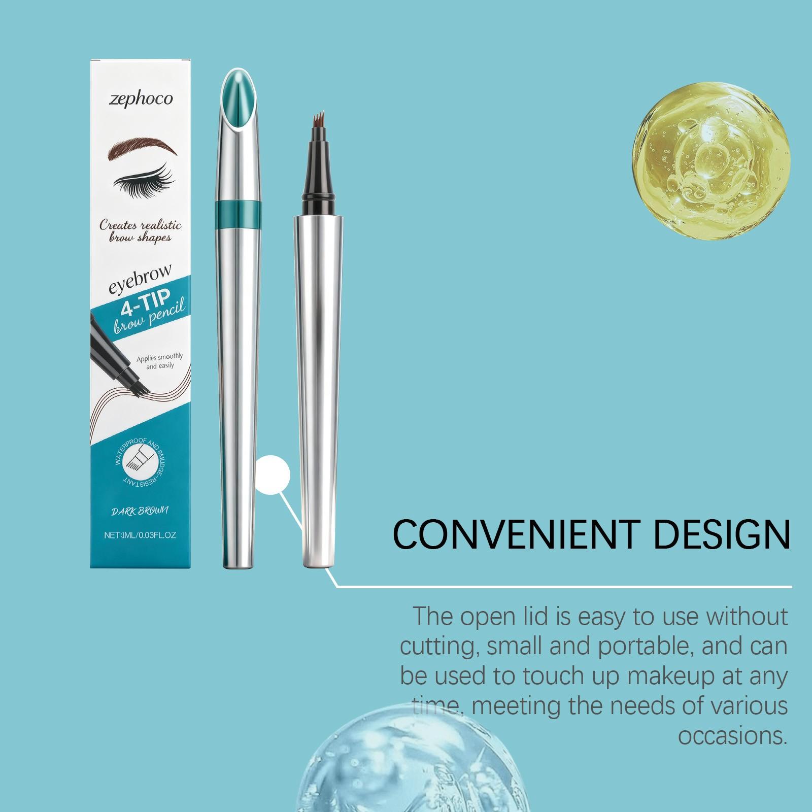 zephoco Dark Brown 4-Tip Brow Pen✨Smudge-proof Waterproof Sweat-proof Precisely Sculpted Brows 3D Wild Brow zephoco Dark Brown 4-Tip Brow Pen✨Smudge-proof Waterproof Sweat-proof Precisely Sculpted Brows 3D Wild Brow