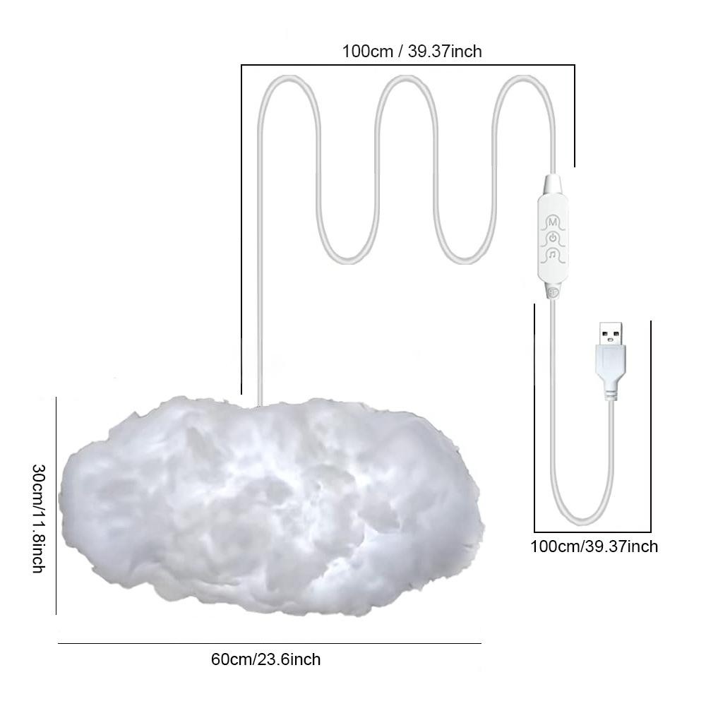 USB Powered 3D Cloud Light, Colorful Ambiance Lamp, Button Control, Multi-Color Fantasy Design, RGB Music Sync, Sound Sensor, DIY Hanging Decor