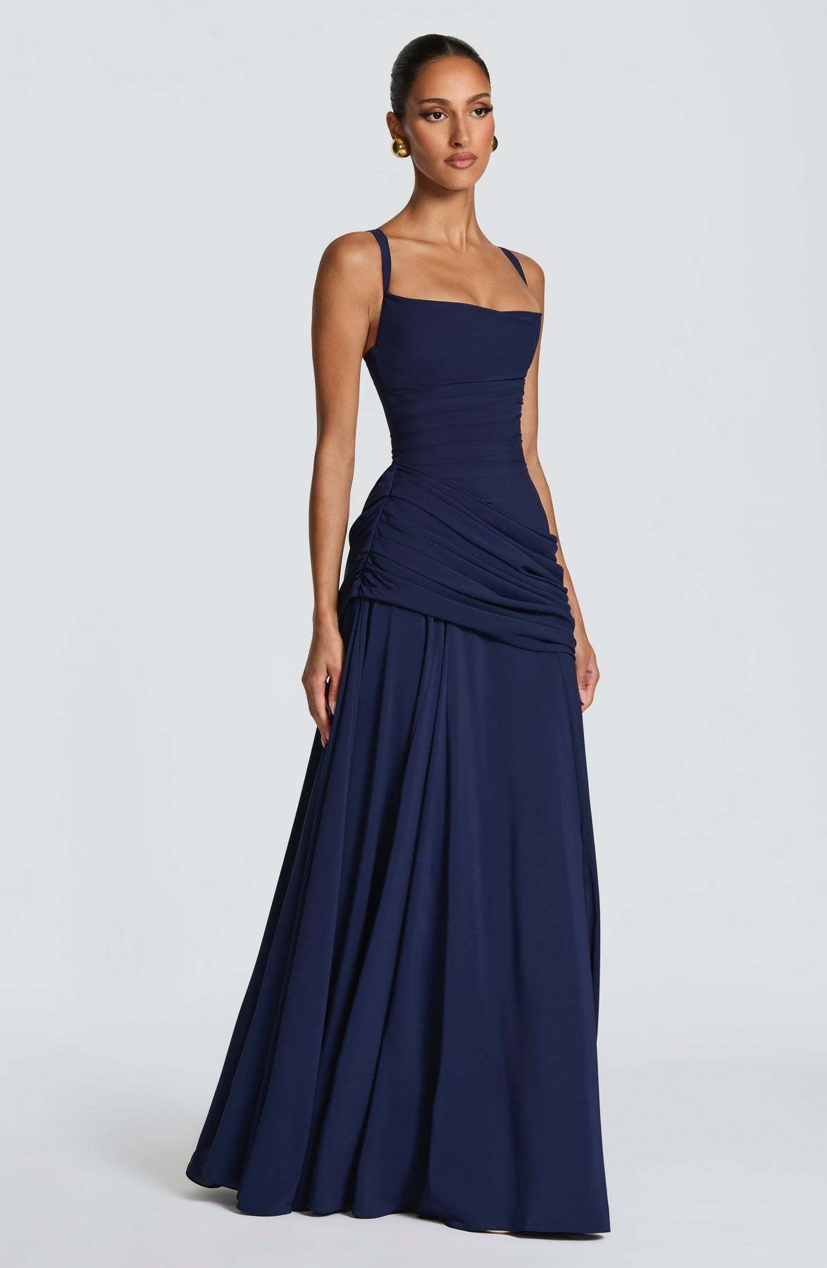 Women's 2026 Spring Summer Sleeveless Solid Color Cinched Waist Flared Formal Dress, European American Elegant Cocktail Party Evening Dress