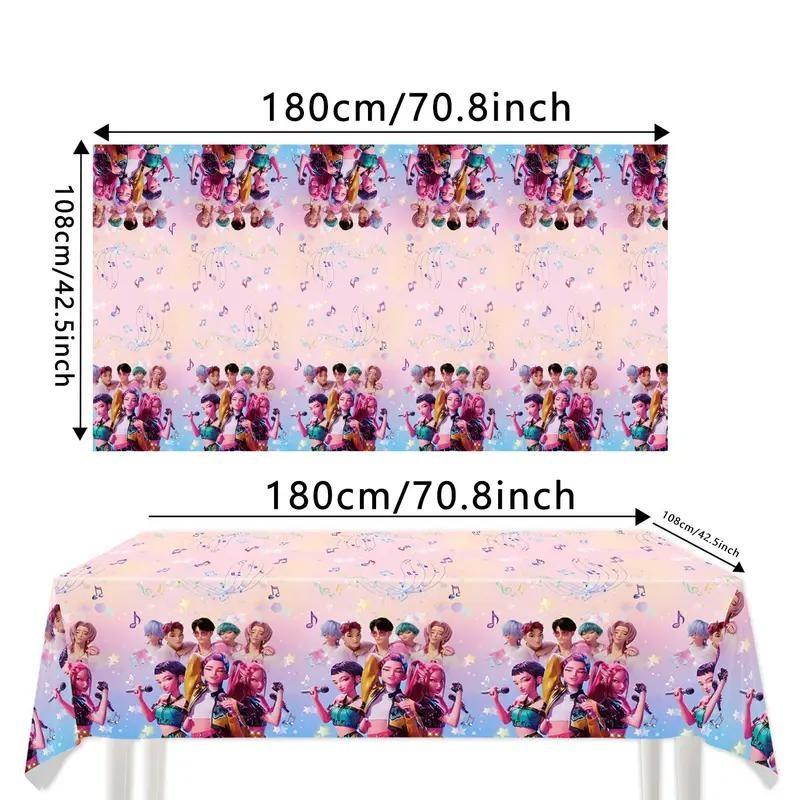 Hunter Girl Party Tablecloth, K-Pop Fan Waterproof Disposable Table Cover, Party Decorations, Birthday & Event Supplies, Perfect Gift