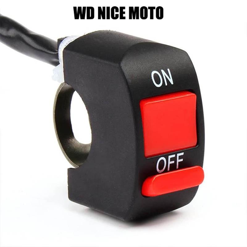 WD NICE MOTO Motorcycle Handlebar Flameout Switch, on off Button for Moto Bike Headlight Signal Lamp, Universal Control Button 12V