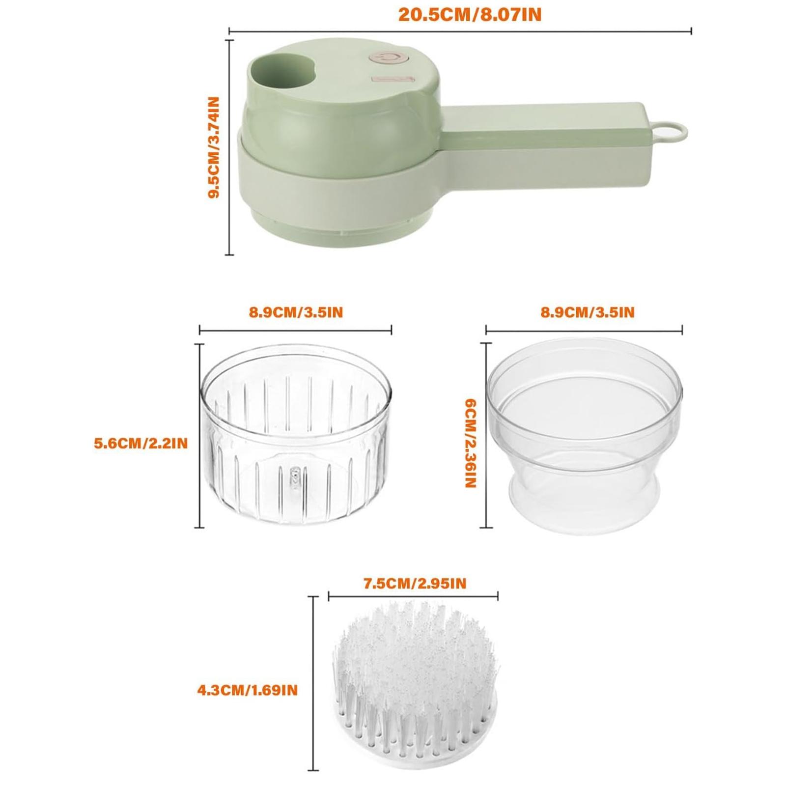 Multifunctional Portable Vegetable Processor, Electric 4-In-1 Chopper Set, Rechargeable, Ideal for Garlic, Peppers, Celery, Meat