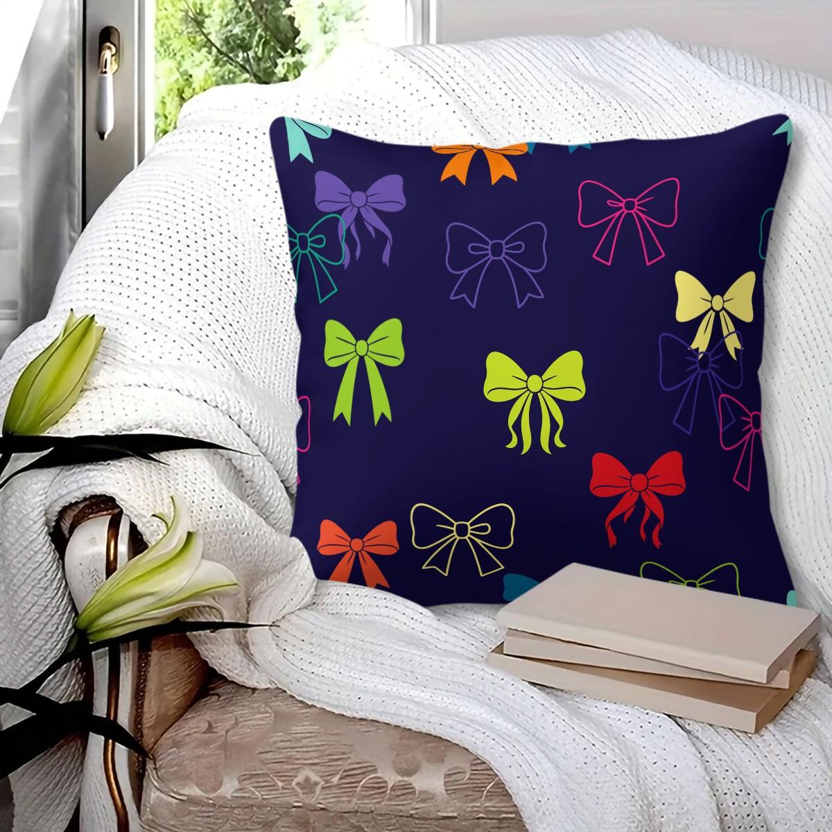 1 Piece Coquette Pink Bow Print Body Pillow, Memory Foam Pillow & Decorative Pillow Option, Cute Y2K Digital Print Throw Pillow with Insert, Soft Square Cushion for Sofa, Bedroom, Dorm, Aesthetic Girly Room Decor