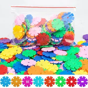 Interlocking Snowflake Building Blocks 60-200PCS Colorful STEM Construction Toy Set for Kids Creative Educational Fine Motor Skills Building Toy Gift